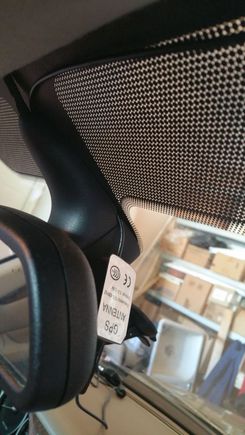 Rear view mirror electric connection hood modified for GPS antenna