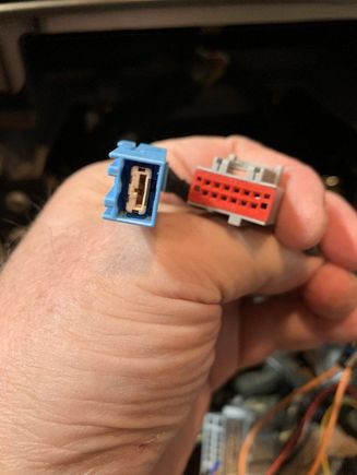 These are no longer used.  Blue connector is GVIF which send images from the poem nav unit to the hem touchscreen