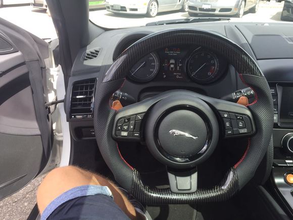 One of the other F-Types had a custom carbon fibre steering wheel made for him in Dubai. Thought it was worth a pic.