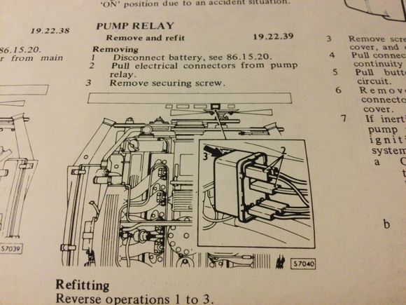 Series 2 v12 EFI fuel pump relay location 