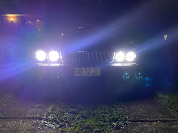 High beams on at night