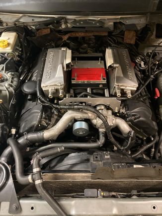 Here is a 2.1 KB with modified rear elbow and power is around 450rwhp over 500bhp at the crank. 