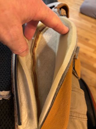 Cut foam to reveal the seam 