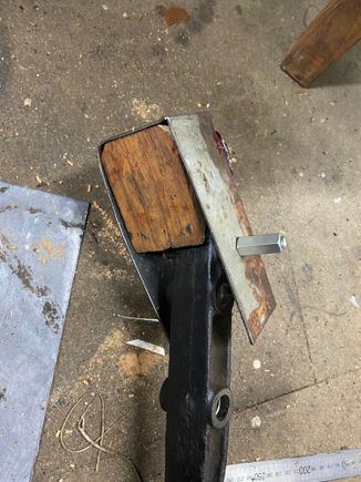 Make the restraining strap. Note - cut a chamfer on the wedge corners to allow for strap radius on bend. It must be a tight snug fit. 