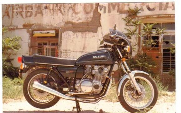 Suzuki GS 750.  It was a monster in its day, still wish I had it.