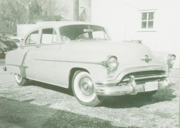 1952 Olds Super 88 Circa 1957 after rebuild from wipeout outside Lawrance, KS