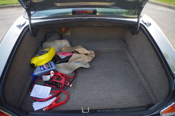 Just so you can see how clean the trunk carpet is. Pay no attention to my junk.