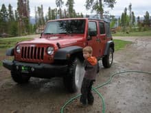 Adam washing the Jeep 002