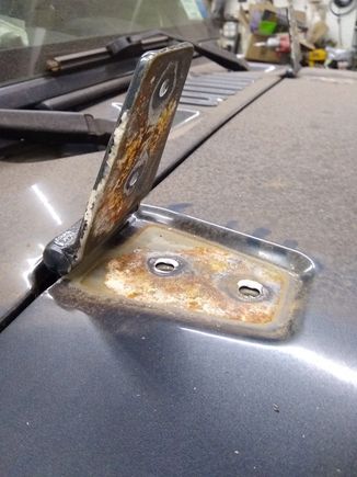 you would think they would have painted first then put the hinges on.Rhino coated the hinges and the non-painted part after corrosion removed.