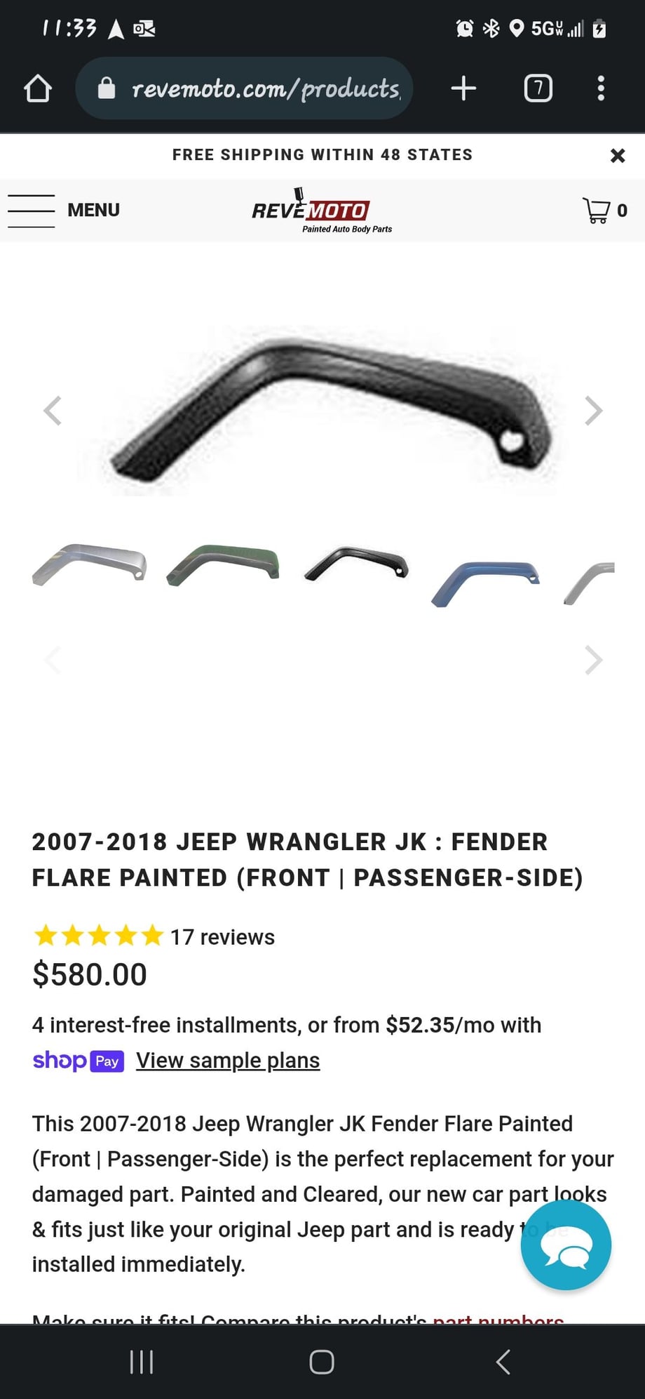 Exterior Body Parts - Oem factory jeep wrangler fenders fender flares painted black - Used - 2000 to 2024 Jeep Wrangler - Mackinaw, IL 61755, United States