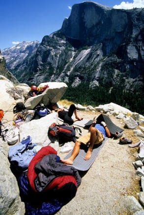 Nap time after a morning climb (Half Dome in background) - Yosemite National Park 1998