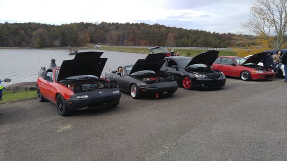 Joined up at my buddies meet at Fall Creek Falls State Park. I didn't know anyone, but had a good time. Even Found some Miatas to park next to.
