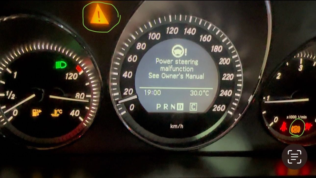 Power Steering, ABS, EBD, EPS, Run flat indicator, malfunction at