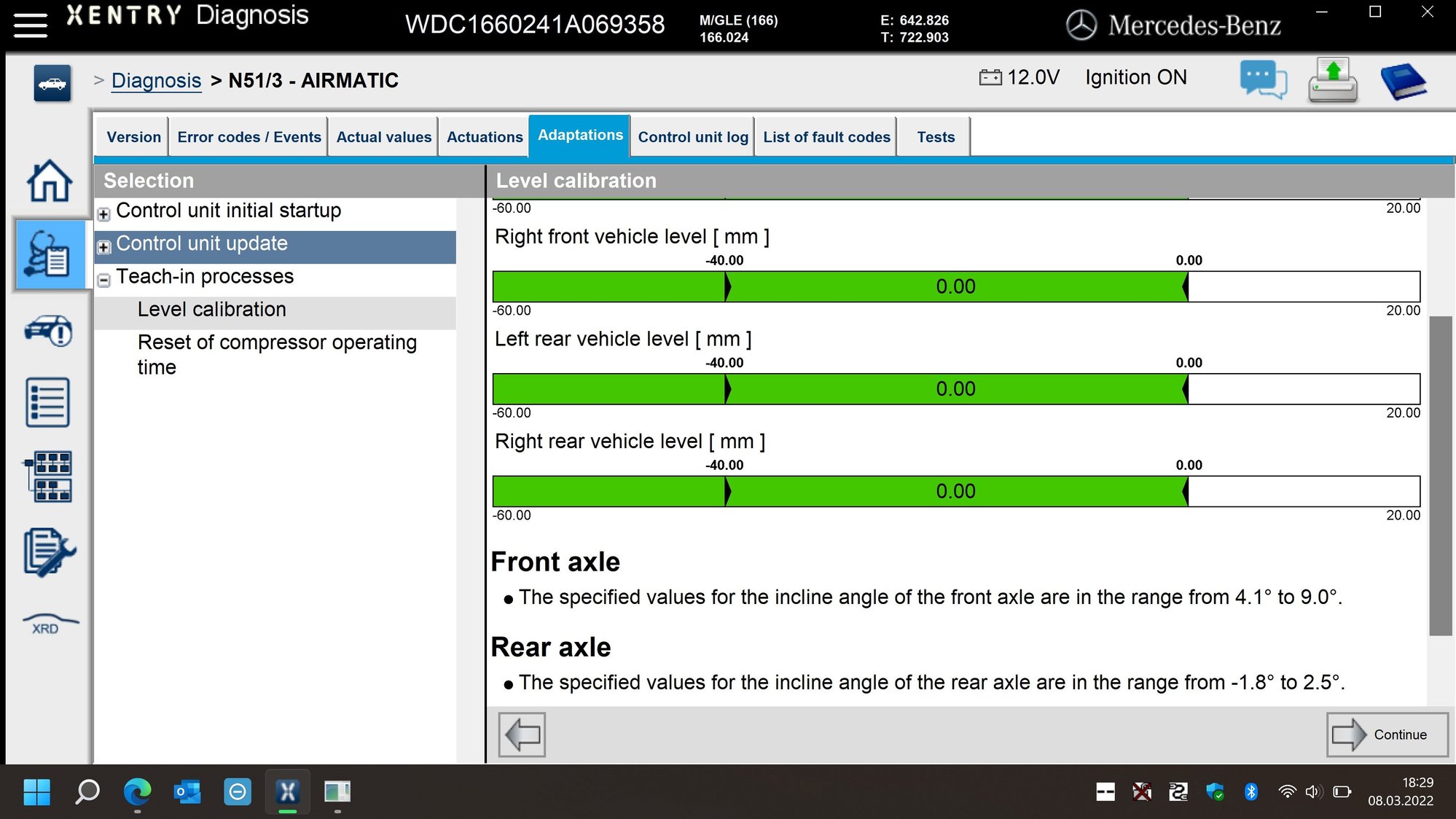 W166 Airmatic level calibration incline angle parameters?? MBWorld