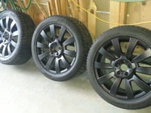 Plasti-dipped Benz rims for the winter.