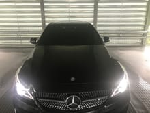 w205 c43 amg with 35% tint sides and back, 50% front windshield. dark parking garage