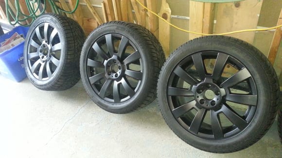Plasti-dipped Benz rims for the winter.