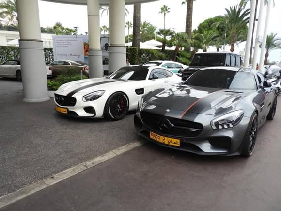 Double Mercedes-Benz AMG GT S from Oman spotted at the InterContinental Carlton Cannes Hotel today.