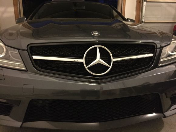 Closeup, all C63s should come like this stock - much cleaner look than the full chrome.
