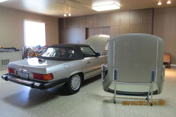 1986 560Sl Smoke Silver Exterior, Brown interior and brown soft top.