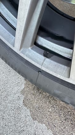 Leaking off the tire to wheel once parked