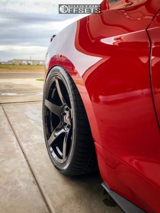 Commonly referred to as "Wheel gap" is gone as a result of lowering the vehicle.  Not so much cuz the wheel offset is low (in this case it is {low offset wheel for the application}, first picture I found on the web)