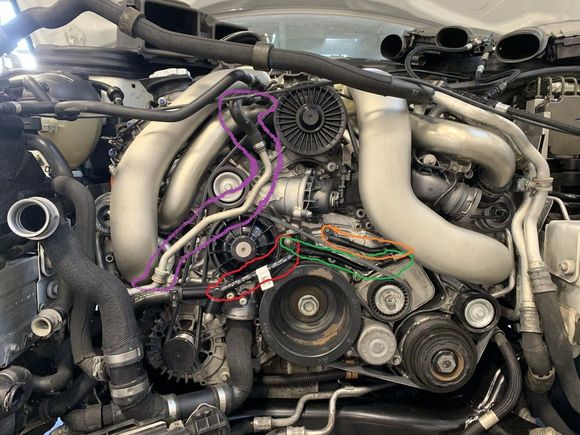 Also now I need the tube circled in PURPLE. I think it's the right side coolant feed line.. If you can share that diagram and part number that would help me a ton! Thank you again!