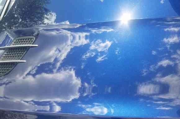 Sky reflected on hood after hydroslick.
