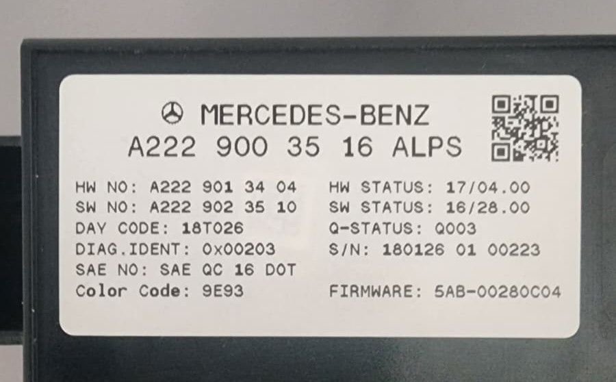 Audio Video/Electronics - Mercedes-Benz W222 S-Class OEM Complete Switch Block Control Unit A2229003516 - Used - 2018 to 2021 Mercedes-Benz S-Class - Hollywood, FL 33027, United States