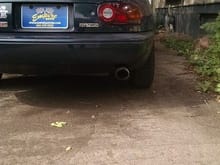 Shitty image of the back of my car.  Can't see the exhaust but whatever it's artsy.