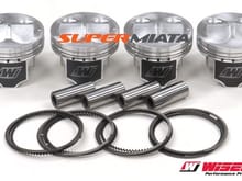 Wiseco 10.5:1 84mm pistons. You should buy new rings and regap as these have been gapped for race use. $200.

https://supermiata.com/wiseco-pistons-miata.aspx