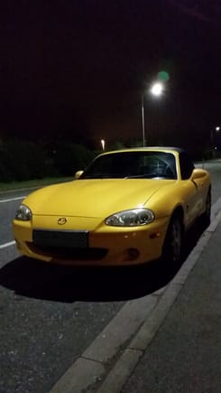 My second Miata (MX-5). A '01  Arizona edition I bought in England for parts. A rust bucket, but only 65 k miles and a good motor and a Torsen diff.