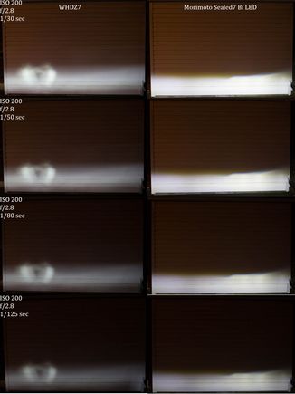 Low Beam comparison of WHDZ 7 LED headlamps and Morimoto Sealed7 Bi LED