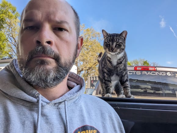 Kicking off a video and Oliver jumped on the truck and wanted to say hi.