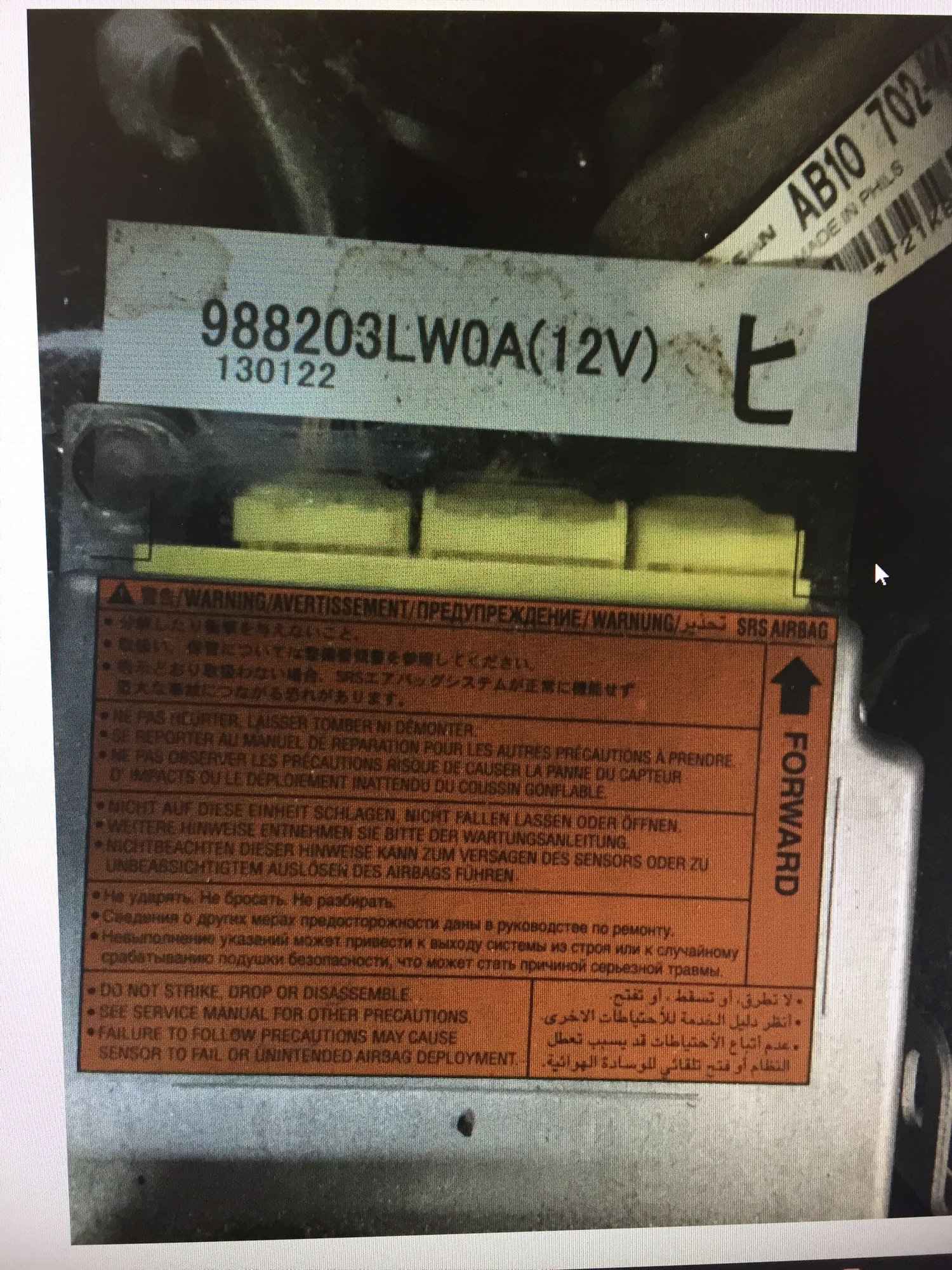 Help With Air Bag Diagnosis Sensor Module MyG37