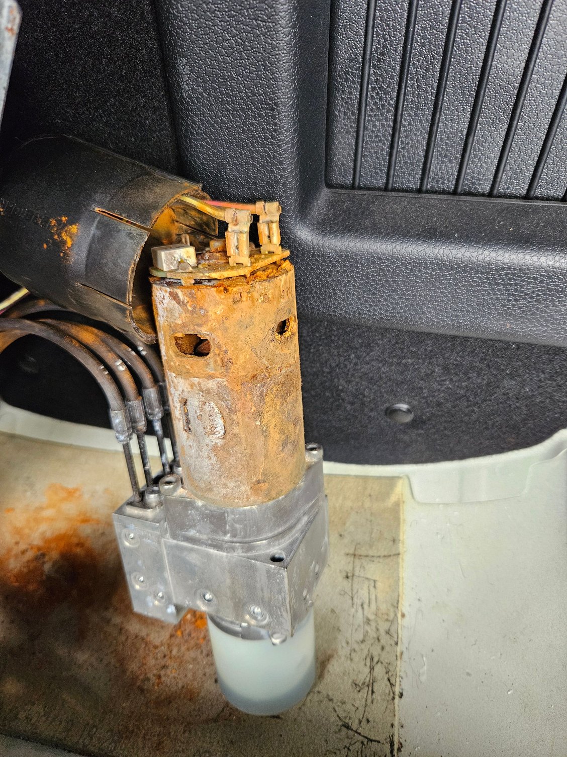 Original roof motor water seized solid hunk of rust.