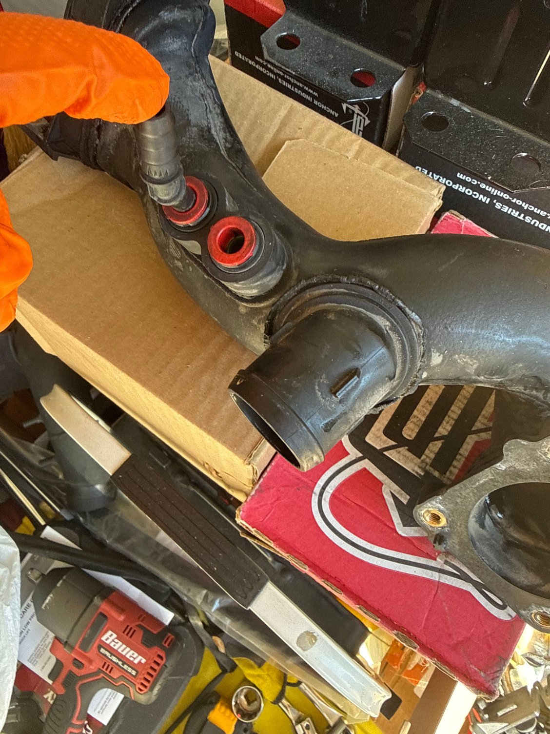 Hose connector still attached; nothing broken or cracked.