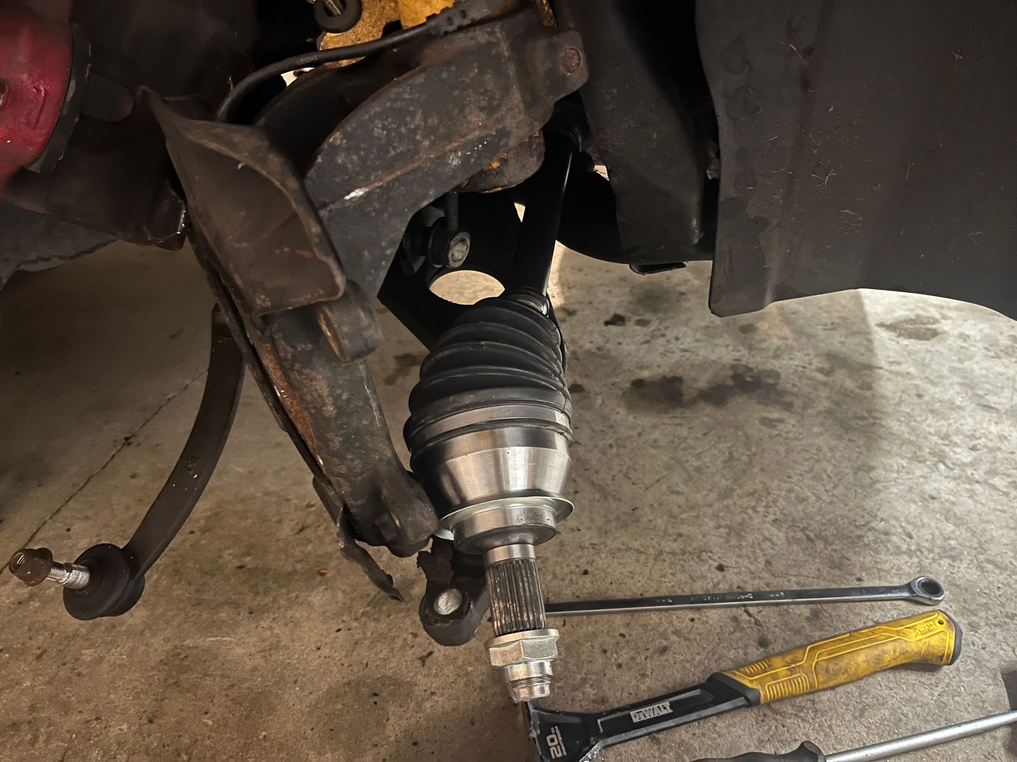 Axle loosely in place