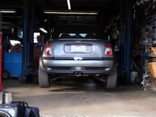 MyMINI exhaust getting installed 2