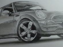 mini cooper drawing. this a drawing of the colored picture below