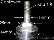 Vorshlag Plates configured for a 14mm damper thread and shoulder as shown here.  Vorshlag can provide bearing inserts to accommodate any strut.