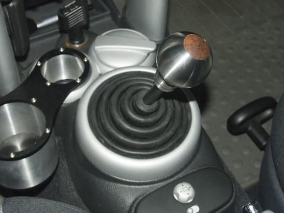 Interior Image 
Alta shifter, Whalen knob with custom wood insert, Tiburon boot