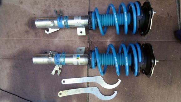 Cleaned up Bilstein B14s w/ fresh new top bearings and spring seats ready for reinsall
