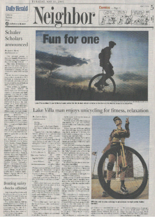 Bruce Unicycle newspaper May 2007 tiny