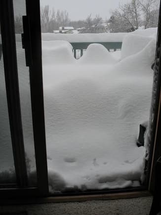 BLIZZARD DECK OFF MY BEDROOM WITH A 48 INCH RAILING