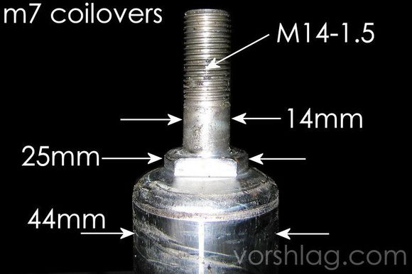 Vorshlag Plates configured for a 14mm damper thread and shoulder as shown here.  Vorshlag can provide bearing inserts to accommodate any strut.