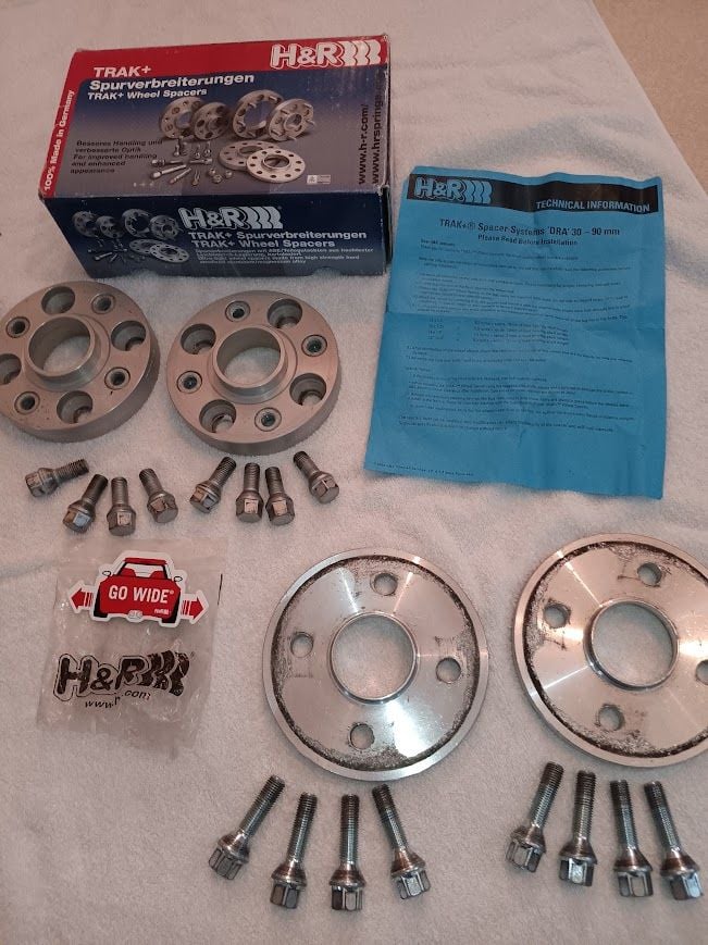 Wheels and Tires/Axles - Wheel Spacers, used, qty 4, two H&R Trak+ 25mm, two 12mm, all bolts, free shipping - Used - 2001 to 2006 Mini R53: "Mk I" Mini Cooper S - 2005 to 2008 Mini R52: "Mk I" Mini Convertible - 2001 to 2006 Mini R50: "Mk I" Mini One & Cooper - Seville, OH 44273, United States