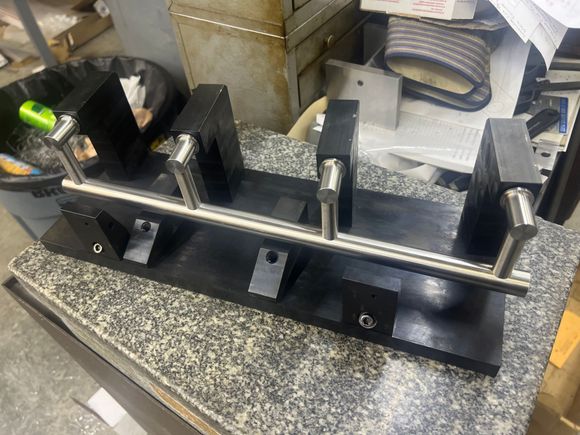 The final assembly welding fixture, with mock-up in place