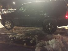Mounted the rear tores first, ran out of time to get the leveling kit on the front..., new tores were awesome in the snow and ice we got this weekend