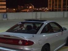 car prior to supercharger looking over milenium park in downtown Chicago from parking garage